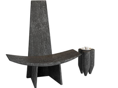 侘寂风休闲椅子 边几