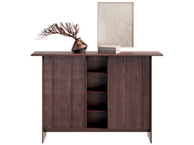 侘寂风中古风玄关柜 边柜 摆件组合3d模型 侘寂风中古风玄关柜 边柜 摆件组合