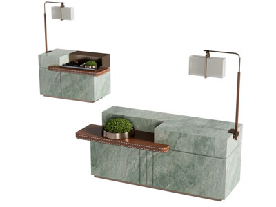 新中式前台接待台3d模型 新中式前台接待台