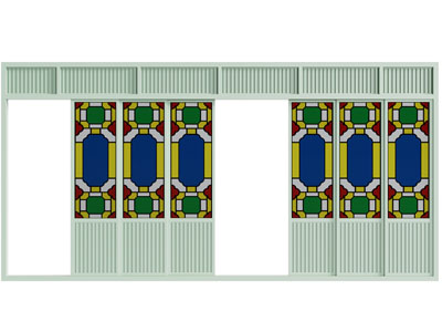现代彩绘玻璃推拉门3d模型 现代彩绘玻璃推拉门