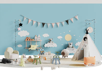 现代帐篷 儿童桌椅组合 玩具