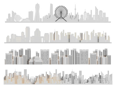 现代建筑剪影 剪纸 墙饰3d模型 现代建筑剪影 剪纸 墙饰
