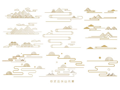 新中式山脉墙饰 山水元素3d模型 新中式山脉墙饰 山水元素