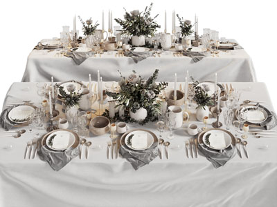 现代碗碟 烛台 花瓶花卉 餐具组合