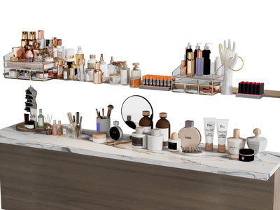 现代化妆品 护肤品摆件组合3d模型 现代化妆品 护肤品摆件组合