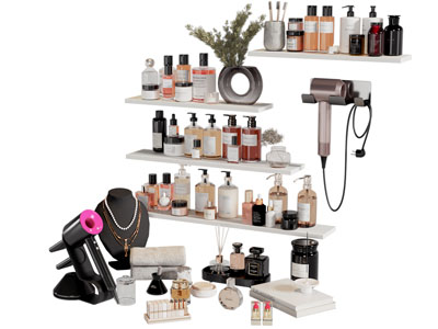 现代化妆品 护肤品 香薰 摆件组合3d模型 现代化妆品 护肤品 香薰 摆件组合