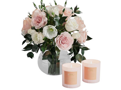 现代花瓶花卉 烛台 摆件组合3d模型 现代花瓶花卉 烛台 摆件组合