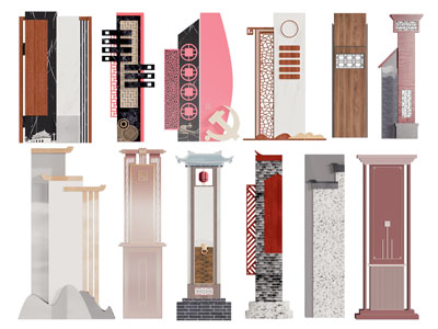 新中式装饰柱子 路标 指示牌 导引牌