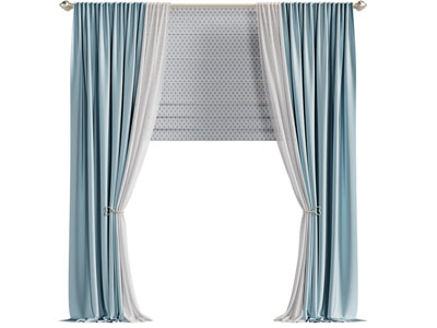 现代布艺窗帘窗纱 拉帘3d模型 现代布艺窗帘窗纱 拉帘