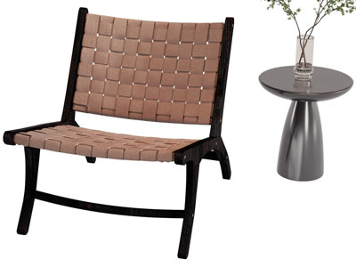 现代编织休闲椅子 餐椅 边几