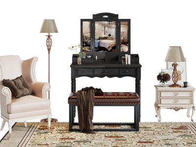法式化妆 梳妆台 边几3d模型 法式化妆 梳妆台 边几