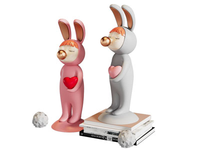 现代兔子宝宝雕塑雕刻 摆件组合3d模型 现代兔子宝宝雕塑雕刻 摆件组合