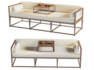 新中式罗汉床 双人沙发3d模型 新中式罗汉床 双人沙发