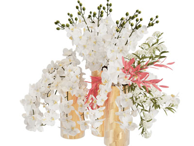 现代花瓶花卉3d模型 现代花瓶花卉