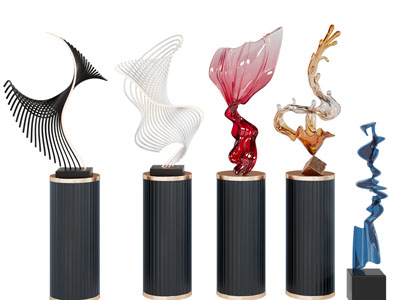 现代工艺品雕塑雕刻 摆件组合3d模型 现代工艺品雕塑雕刻 摆件组合