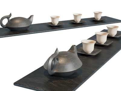 新中式茶盘 茶具杯子3d模型 新中式茶盘 茶具杯子