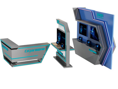 现代科技产品展示台 信创展区3d模型 现代科技产品展示台 信创展区