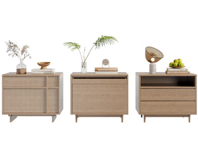 现代实木床头柜