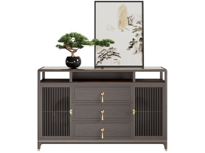 新中式中古风玄关柜 边柜3d模型 新中式中古风玄关柜 边柜