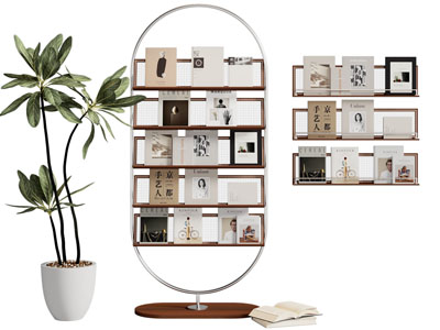 现代开放式书架 墙面书刊杂志收纳架3d模型 现代开放式书架 墙面书刊杂志收纳架