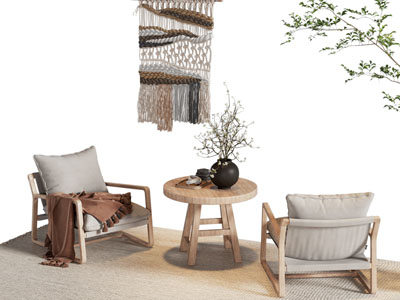 侘寂风休闲椅子 边几 挂件