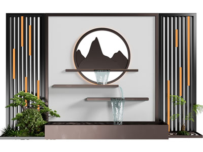 新中式室内瀑布景观墙