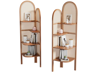 侘寂风编织角柜 装饰柜