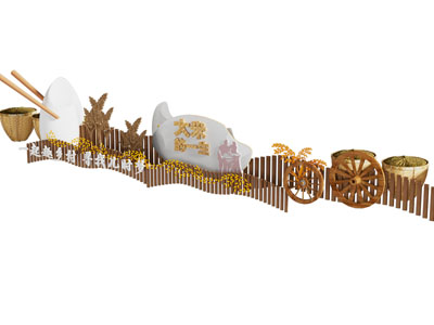 新中式大米景观雕塑美陈 三农文化标识指示牌3d模型 新中式大米景观雕塑美陈 三农文化标识指示牌