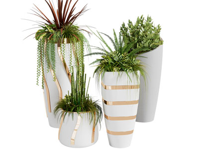 现代轻奢花瓶花卉摆件组合3d模型 现代轻奢花瓶花卉摆件组合