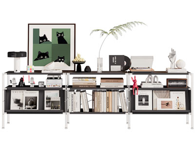 现代书柜 摆件组合