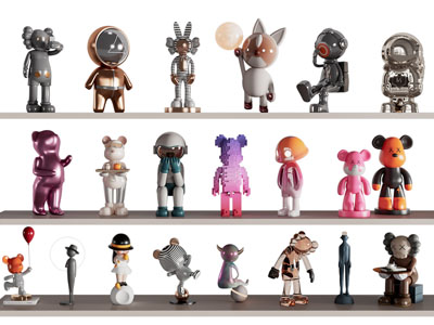 现代Kaws公仔 宇航员 暴力熊雕塑雕刻 摆件组合3d模型 现代Kaws公仔 宇航员 暴力熊雕塑雕刻 摆件组合