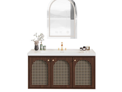 侘寂风洗手台 镜子 浴室柜