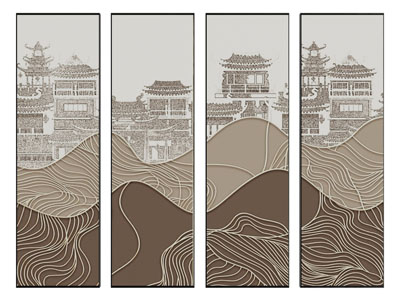 新中式装饰挂画 肌理画3d模型 新中式装饰挂画 肌理画