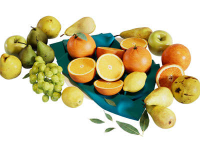 现代鸭梨 橘子 葡萄 苹果 水果食物