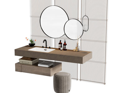 现代洗手台 镜子 浴室柜