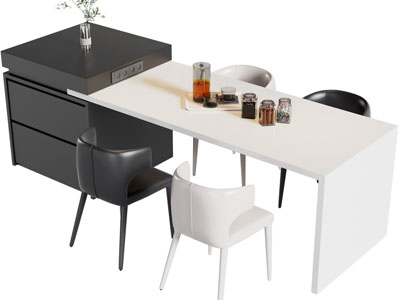 现代吧台餐桌椅组合3d模型 现代吧台餐桌椅组合