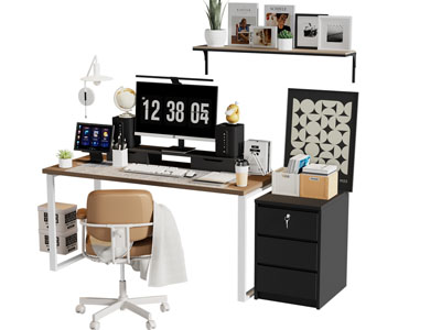 现代书桌椅组合3d模型 现代书桌椅组合