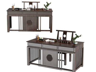 新中式茶桌椅组合3d模型 新中式茶桌椅组合