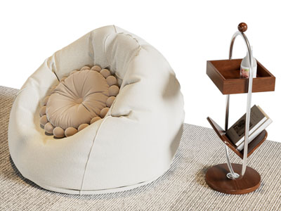 现代奶油风懒人沙发 边几