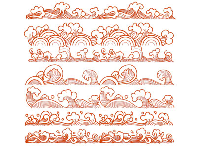 新中式浪花剪影 剪纸 墙饰 墙贴3d模型 新中式浪花剪影 剪纸 墙饰 墙贴