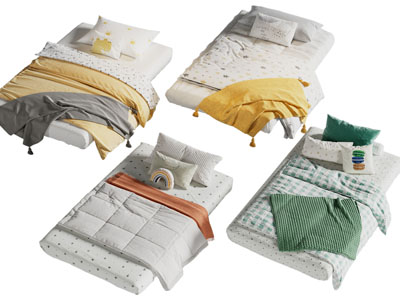 现代布艺单人床