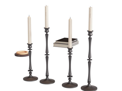 法式烛台 书本摆件组合3d模型 法式烛台 书本摆件组合