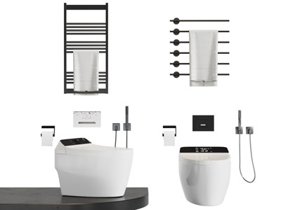 现代智能马桶 毛巾架 卫浴小件