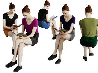 现代坐着读书的女人 人物