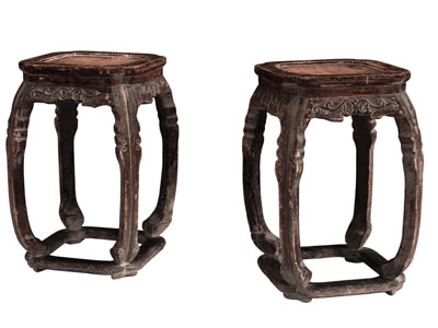 中式雕花实木方形凳子