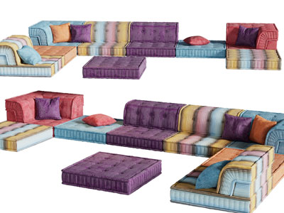 现代多巴胺转角多人沙发3d模型 现代多巴胺转角多人沙发