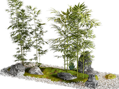 新中式假山 竹子 石头景观园艺小品
