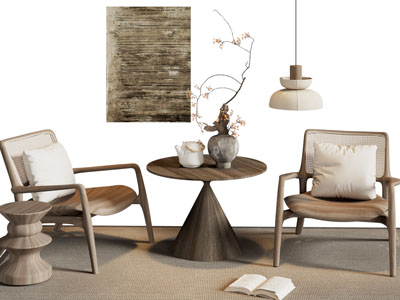 侘寂风休闲椅子 边几