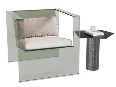 现代亚克力休闲椅子 边几