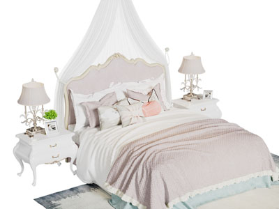 新古典双人床 床头柜